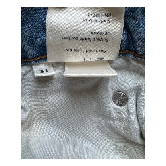 REFORMATION Women's Blue Distressed Denim Straight Leg Jeans Size 31 - Picture 6 of 6